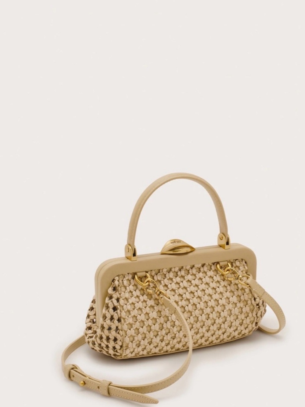 cult gaia Beige Woven Top-Handle Clutch - Picture 4 of 6